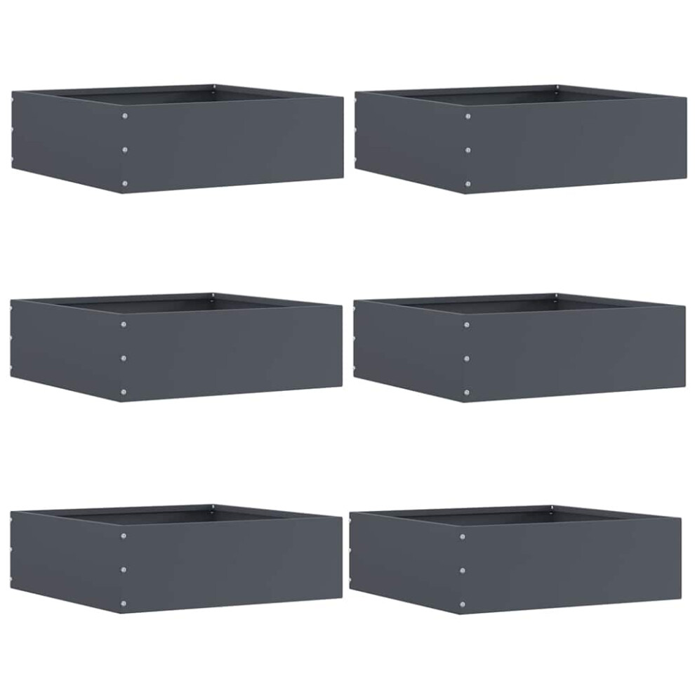 Vidaxl Lawn Edging 6 Pcs Anthracite 40 X 40 X 13 Cm Steel