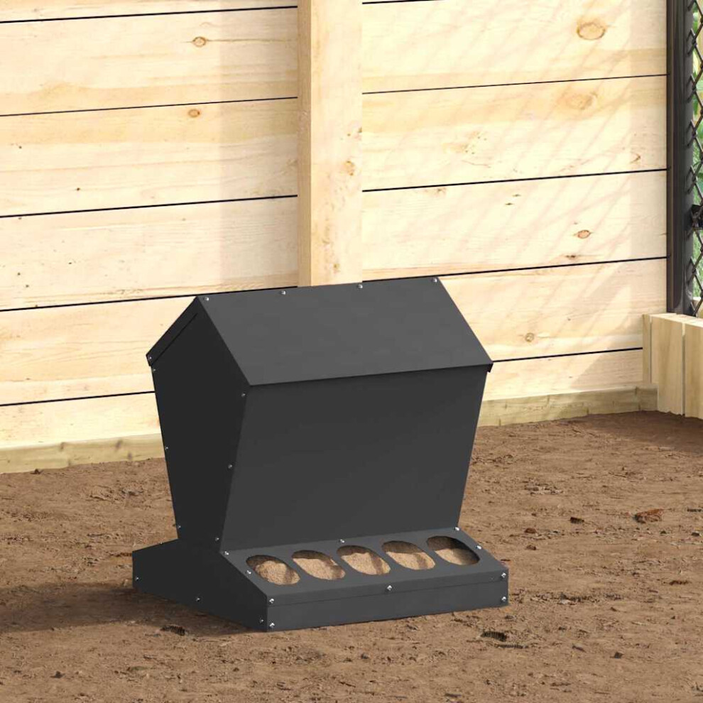 Vidaxl Chicken Feeder Black 40 X 40 X 45 Cm Cold-Rolled Steel