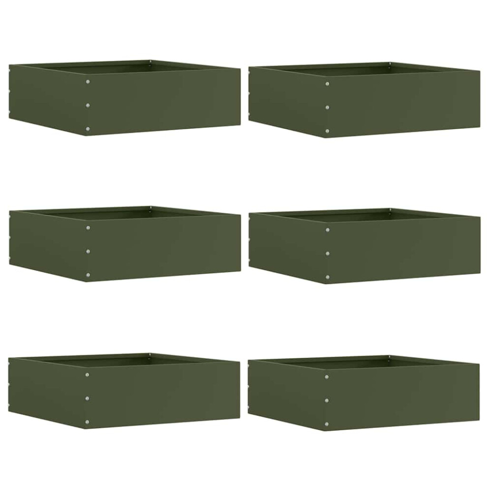 Vidaxl Lawn Edging 6 Pcs Olive Green 40 X 40 X 13 Cm Steel