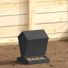vidaXL Chicken Feeder Black 30 x 30 x 39 cm Cold-Rolled Steel