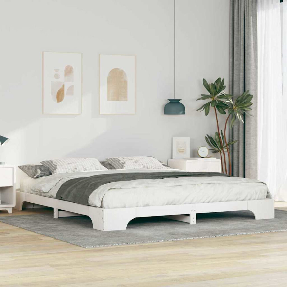 Vidaxl Bed Frame 180 X 220 Cm Solid Pine Wood White