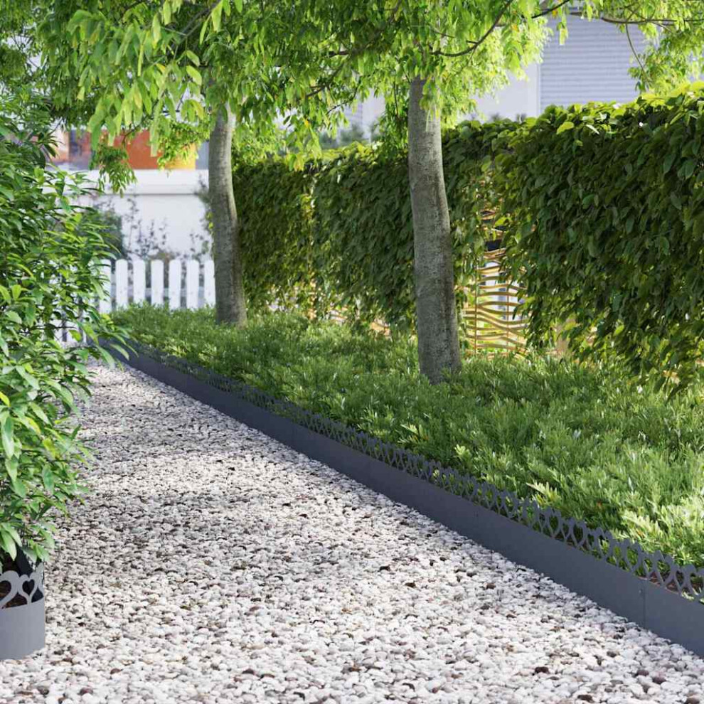 Vidaxl Lawn Edgings 10 Pcs Anthracite 103 X 0.05 X 22 Cm Steel