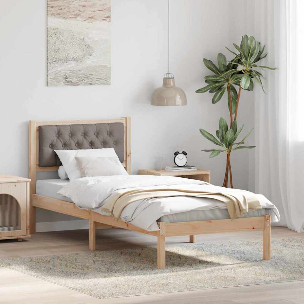 Vidaxl Bed Frame With Headboard Taupe 90 X 190 Cm Solid Pine Wood