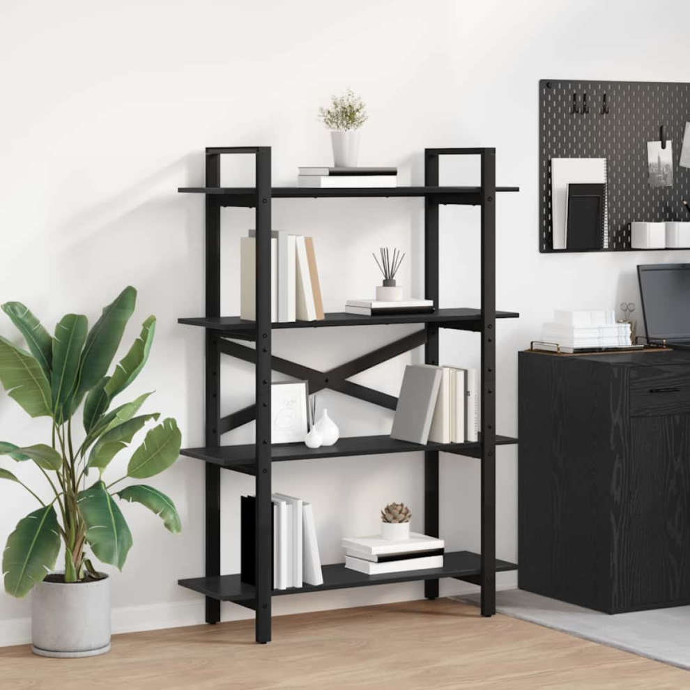Vidaxl Bookshelf Black Oak 100 X 33.5 X 140 Cm Engineered Wood