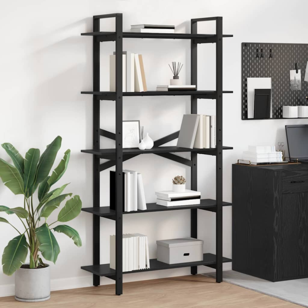 Vidaxl Bookshelf Black Oak 100 X 33.5 X 178 Cm Engineered Wood