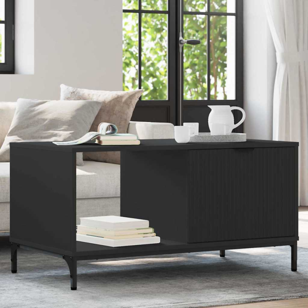 Vidaxl Coffee Table Black Oak 90 X 49 X 46 Cm Engineered Wood Black,Brown
