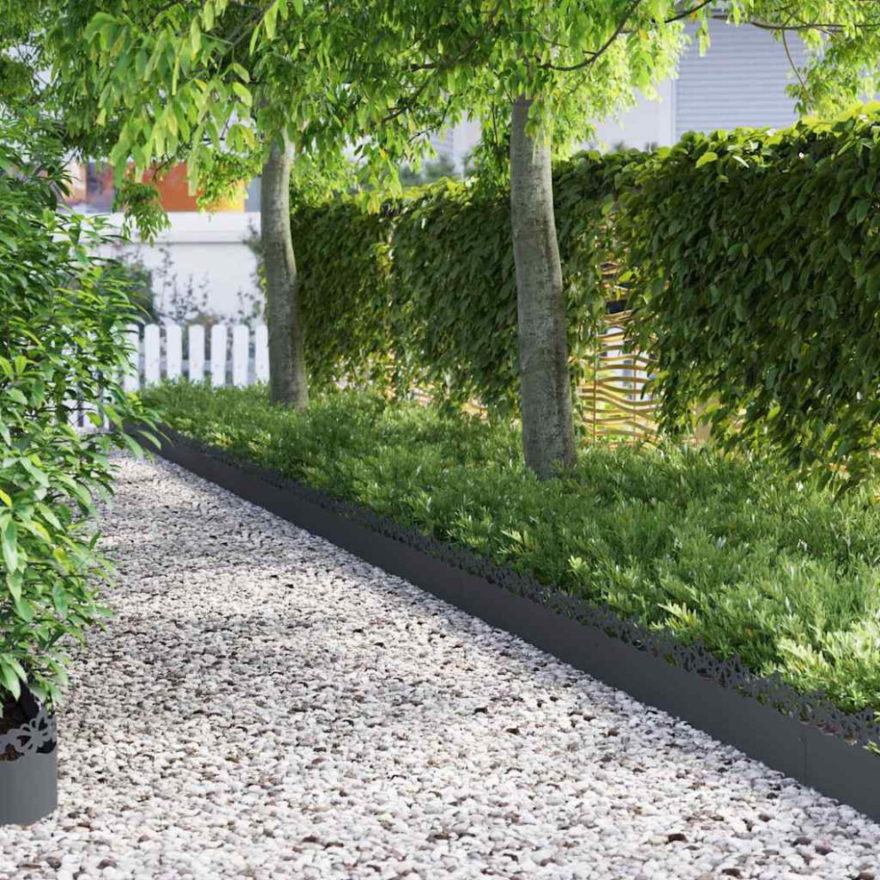 Vidaxl Lawn Edgings 10 Pcs Anthracite 103 X 0.05 X 22 Cm Steel