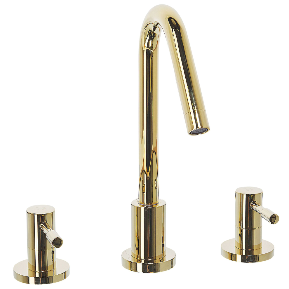 Beliani Basin Mixer Tap Kalambo Brass Gold