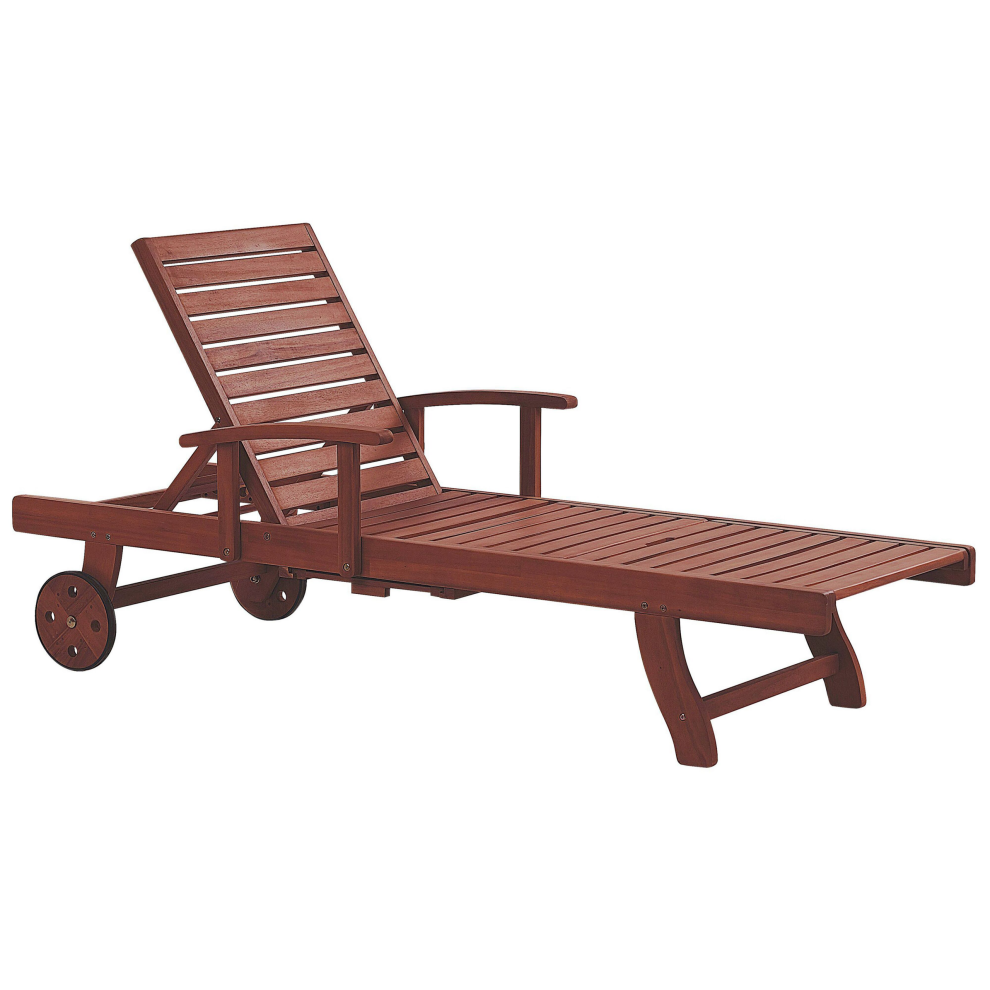 Beliani Sun Lounger Toscana Reclining Acacia Wood Dark Brown