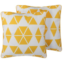 Set of 2 Decorative Cushions PANSY 45 x 45 cm Yellow Geometric Pattern