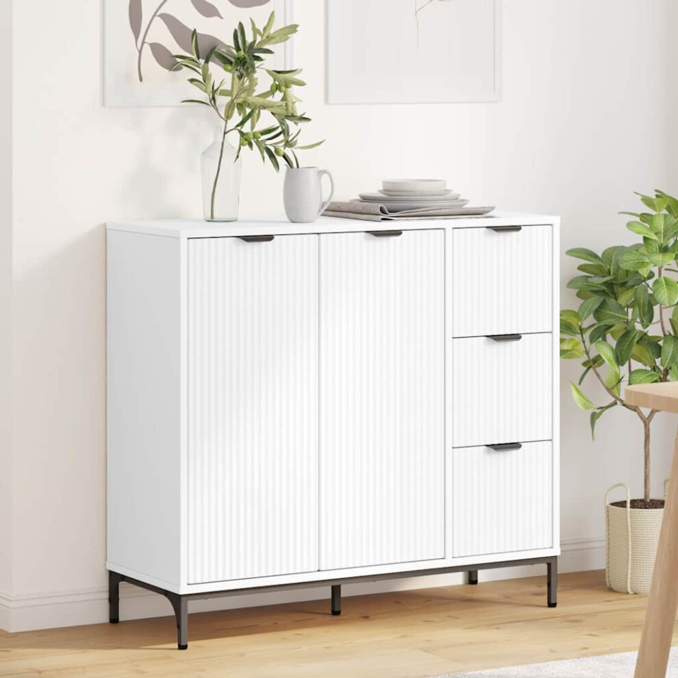 Vidaxl Sideboard With Drawer White 89.5 X 33 X 82 Cm Engineered Wood