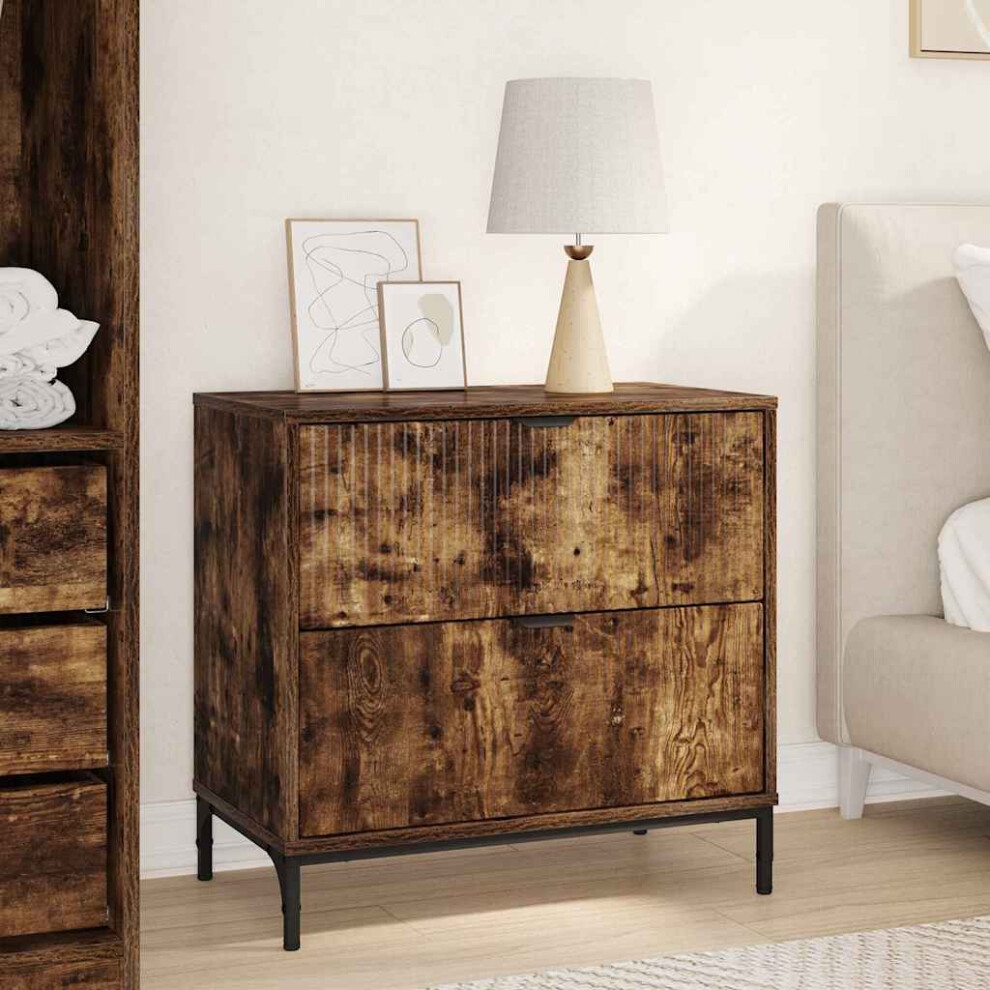 Vidaxl Bedside Table Smoked Oak 63.5 X 36 X 61 Cm Engineered Wood Black