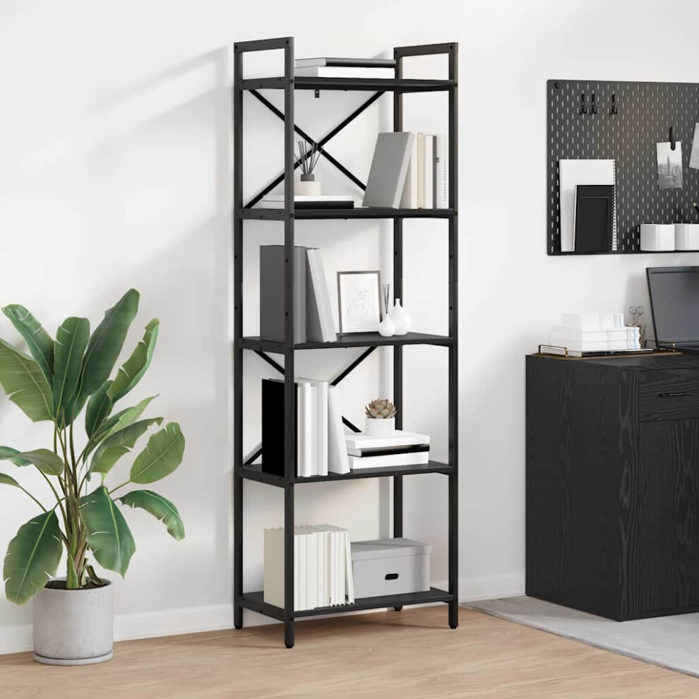 Vidaxl Bookshelf Oak 56 X 34 X 171 Cm Engineered Wood Black