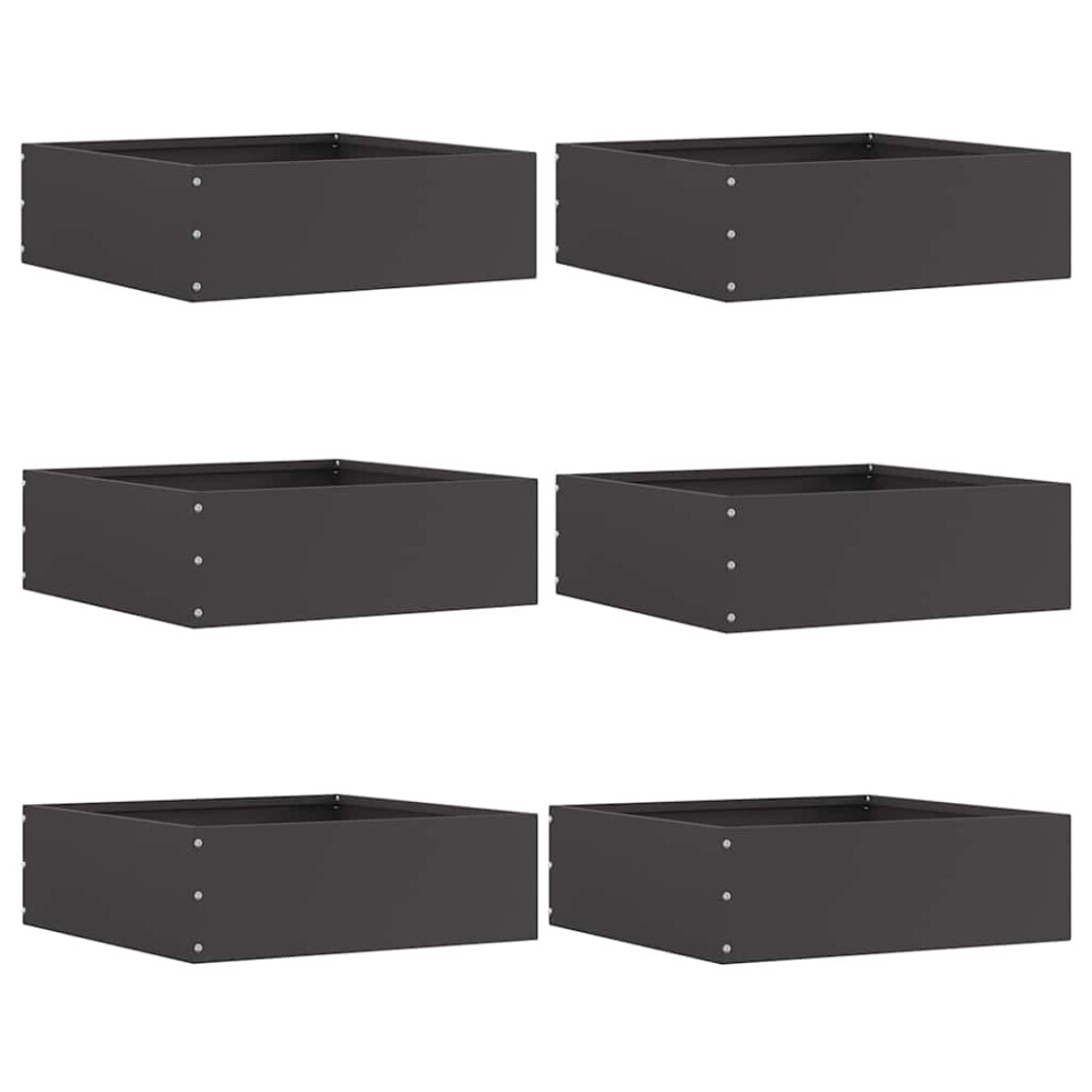 Vidaxl Lawn Edging 6 Pcs Black 40 X 40 X 13 Cm Steel