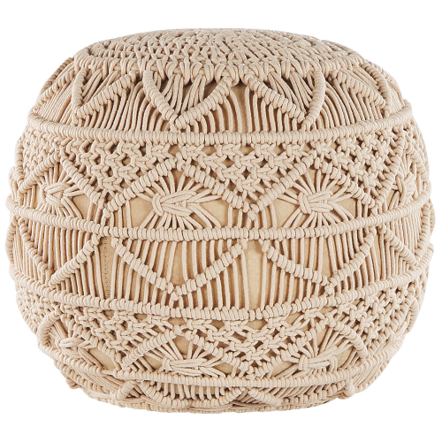 Beliani Pouffe Macramé KAYSERI Cotton Beige