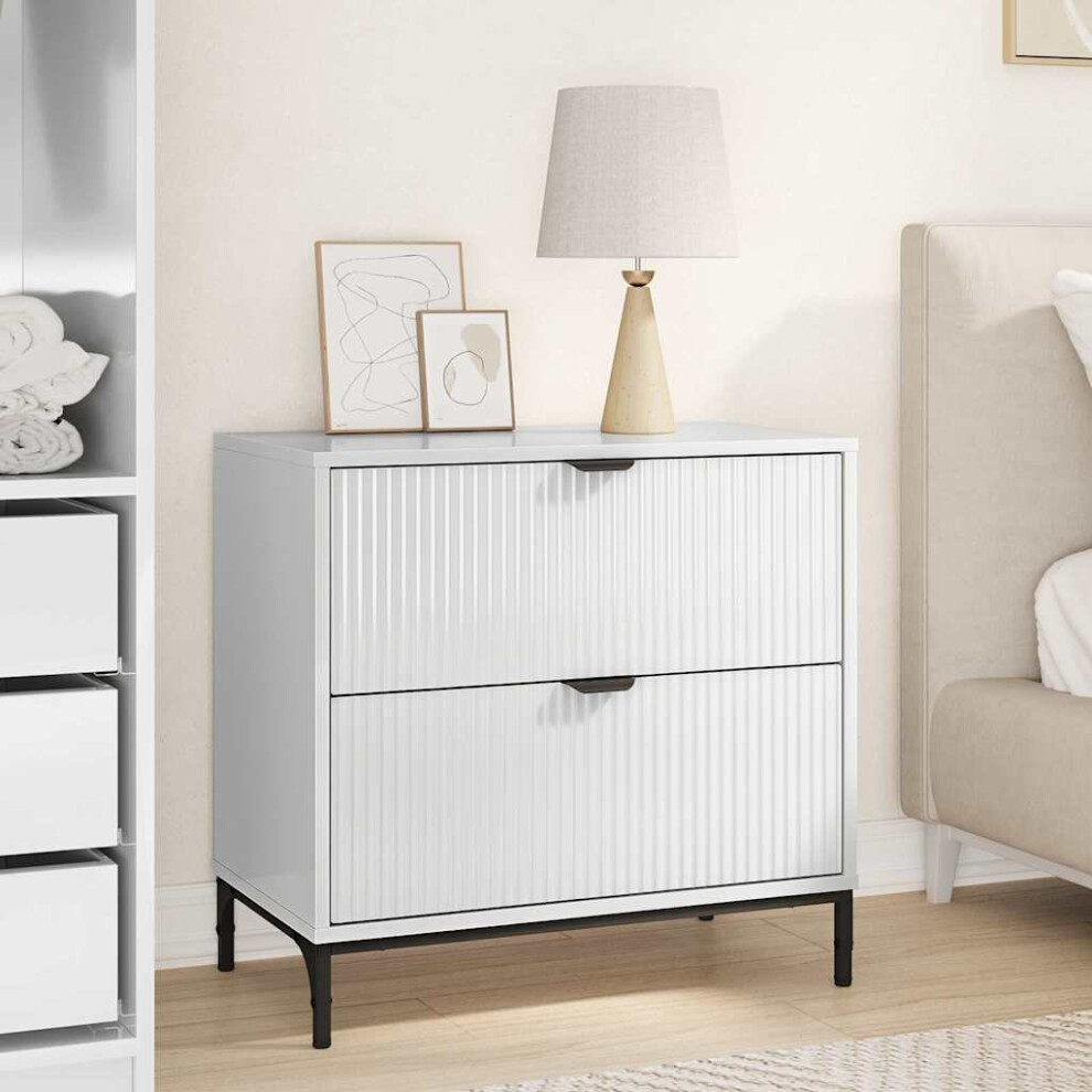 Vidaxl Bedside Table With Drawer High Gloss 63.5 X 36 X 61 Cm White