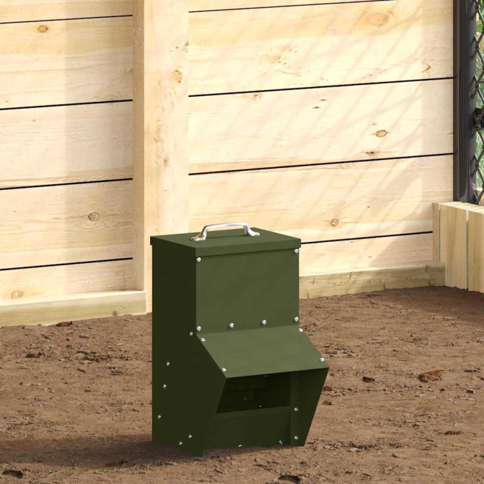 Vidaxl Chicken Feeder Olive Green 20 X 25 X35 Cm Cold-Rolled Steel