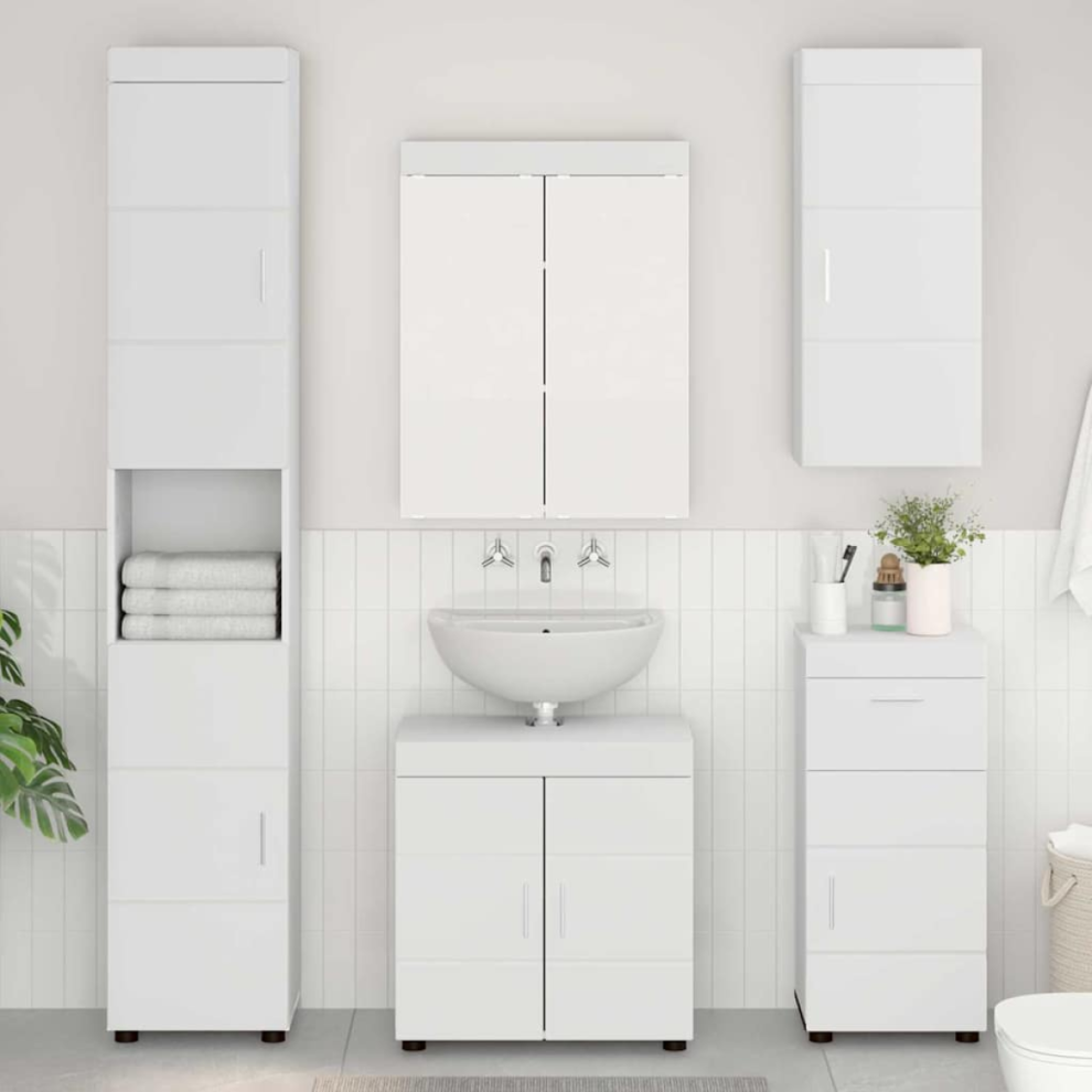 Vidaxl Bathroom Wall Cabinet With Shelf Tulum White 37 X 24.5 X 86 Cm