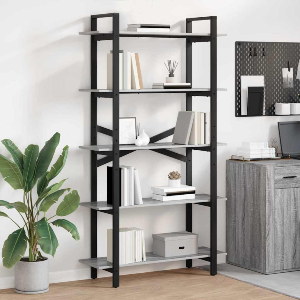 Vidaxl Bookshelf Grey Sonoma 100 X 33.5 X 178 Cm Engineered Wood