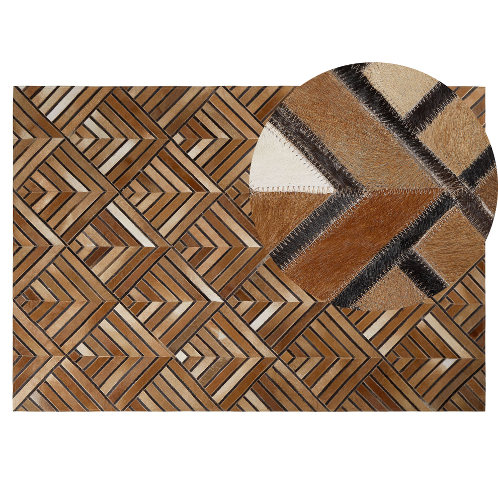 Beliani Rug Tekir Brown 140 X 200 Cm Leather