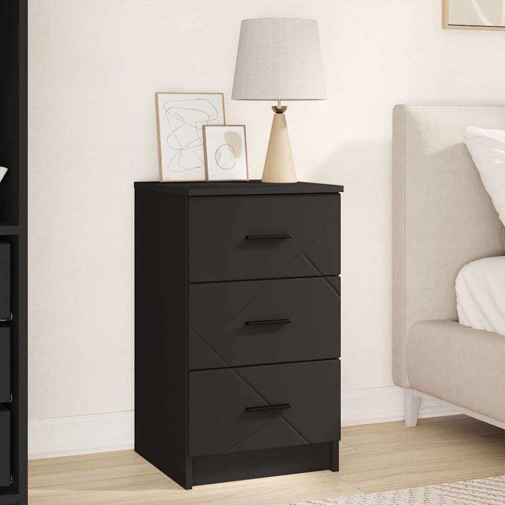 Vidaxl Bedside Cabinet Black 38 X 38 X 66 Cm Engineered Wood