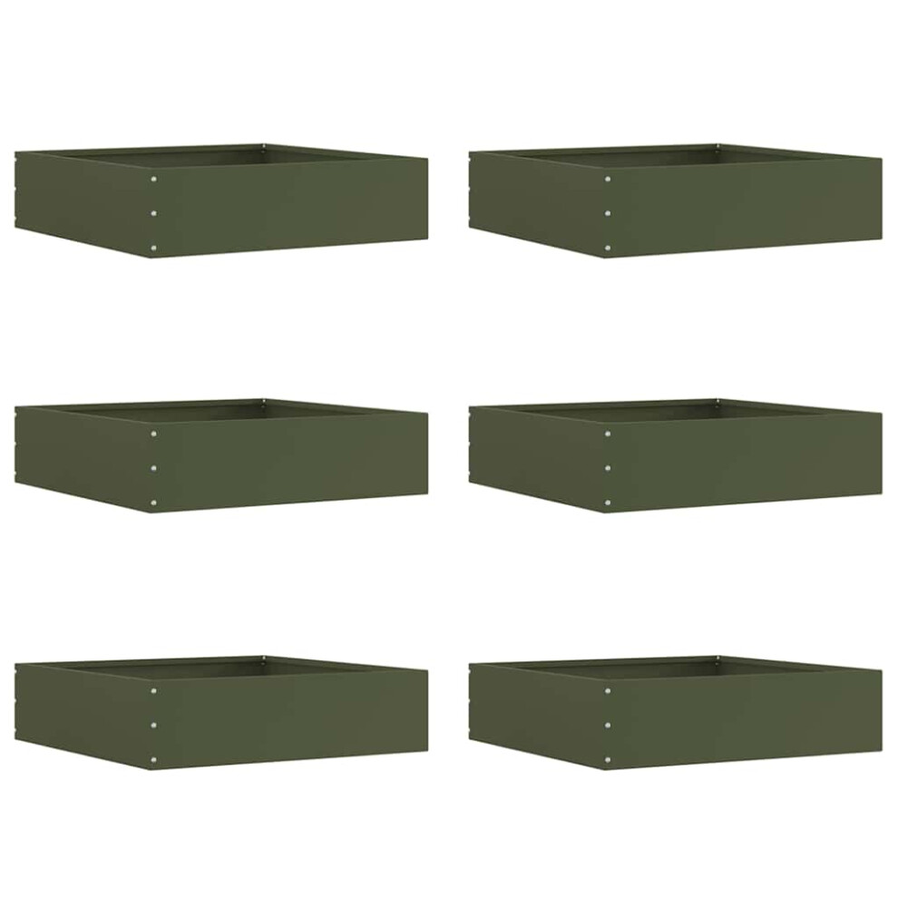 Vidaxl Lawn Edging 6 Pcs Olive Green 50 X 50 X 13 Cm Steel