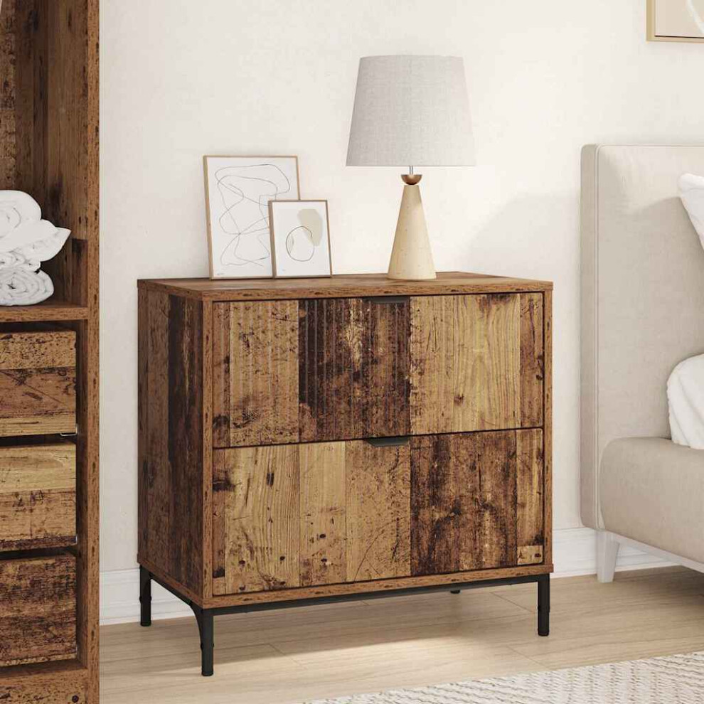 Vidaxl Bedside Table Old Wood 63.5 X 36 X 61 Cm Engineered Wood Black