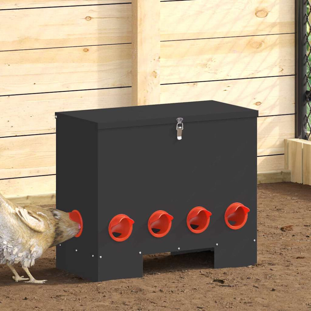 Vidaxl Chicken Feeder 2 Pcs Black 60.5 X 29 X 51 Cm Cold-Rolled Steel