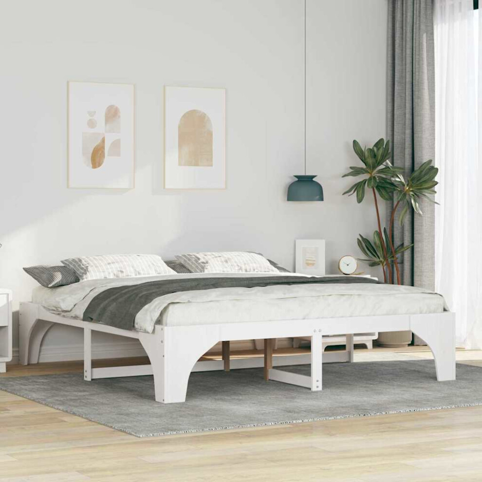 Vidaxl Bed Frame White 200 X 200 Cm Solid Pine Wood