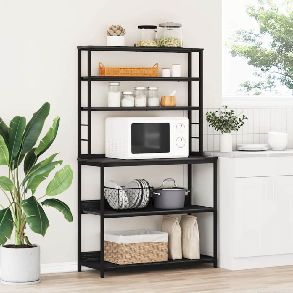 Vidaxl Kitchen Shelf Oak 100 X 40 X 168 Cm Engineered Wood Black