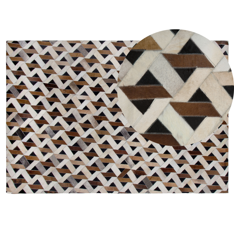 Beliani Rug Tuglu Brown 140 X 200 Cm Leather