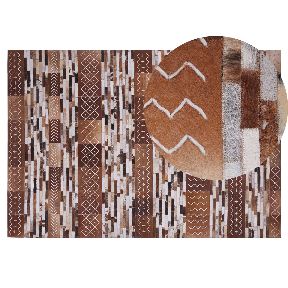 Beliani Rug Herekli Brown 140 X 200 Cm Leather