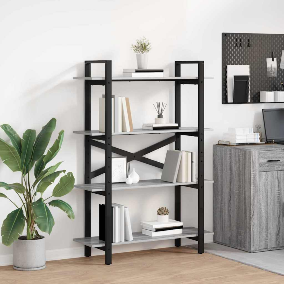 Vidaxl Bookshelf Grey Sonoma 100 X 33.5 X 140 Cm Engineered Wood