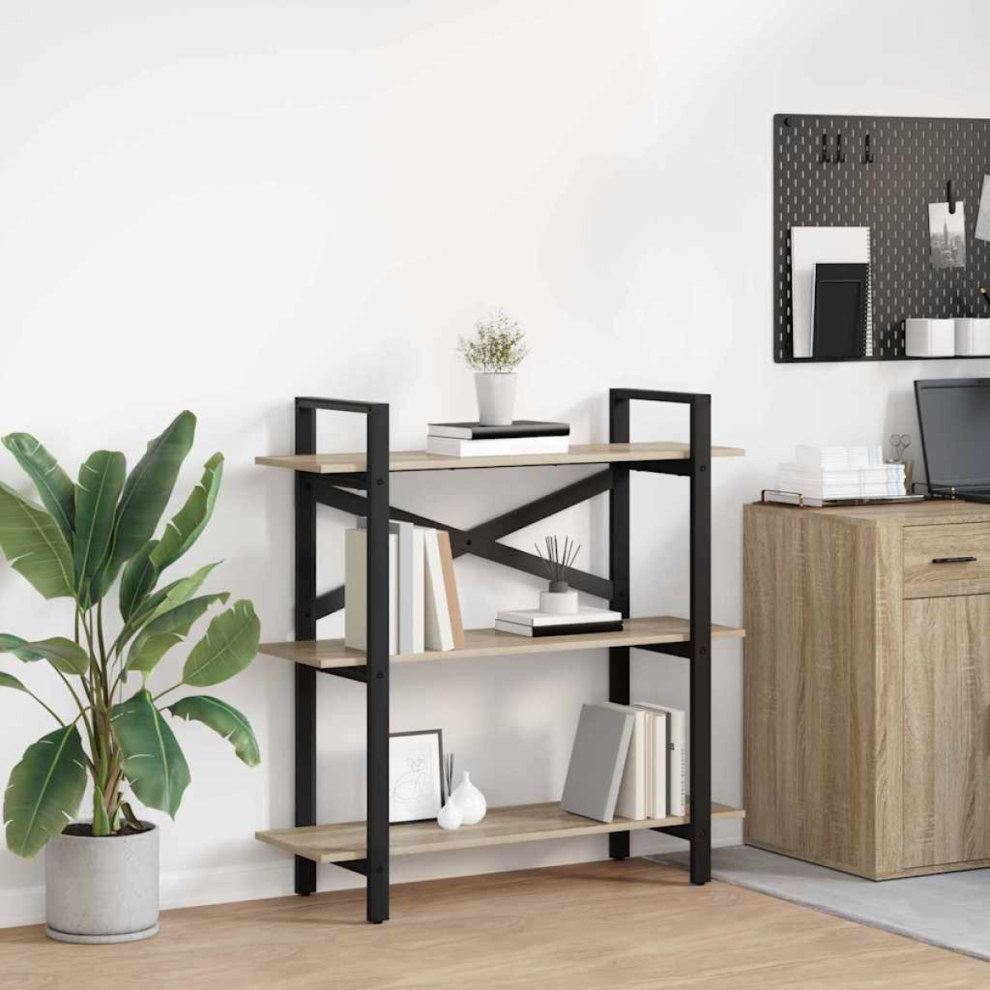 Vidaxl Bookshelf Sonoma Oak 100 X 33.5 X 102 Cm Engineered Wood