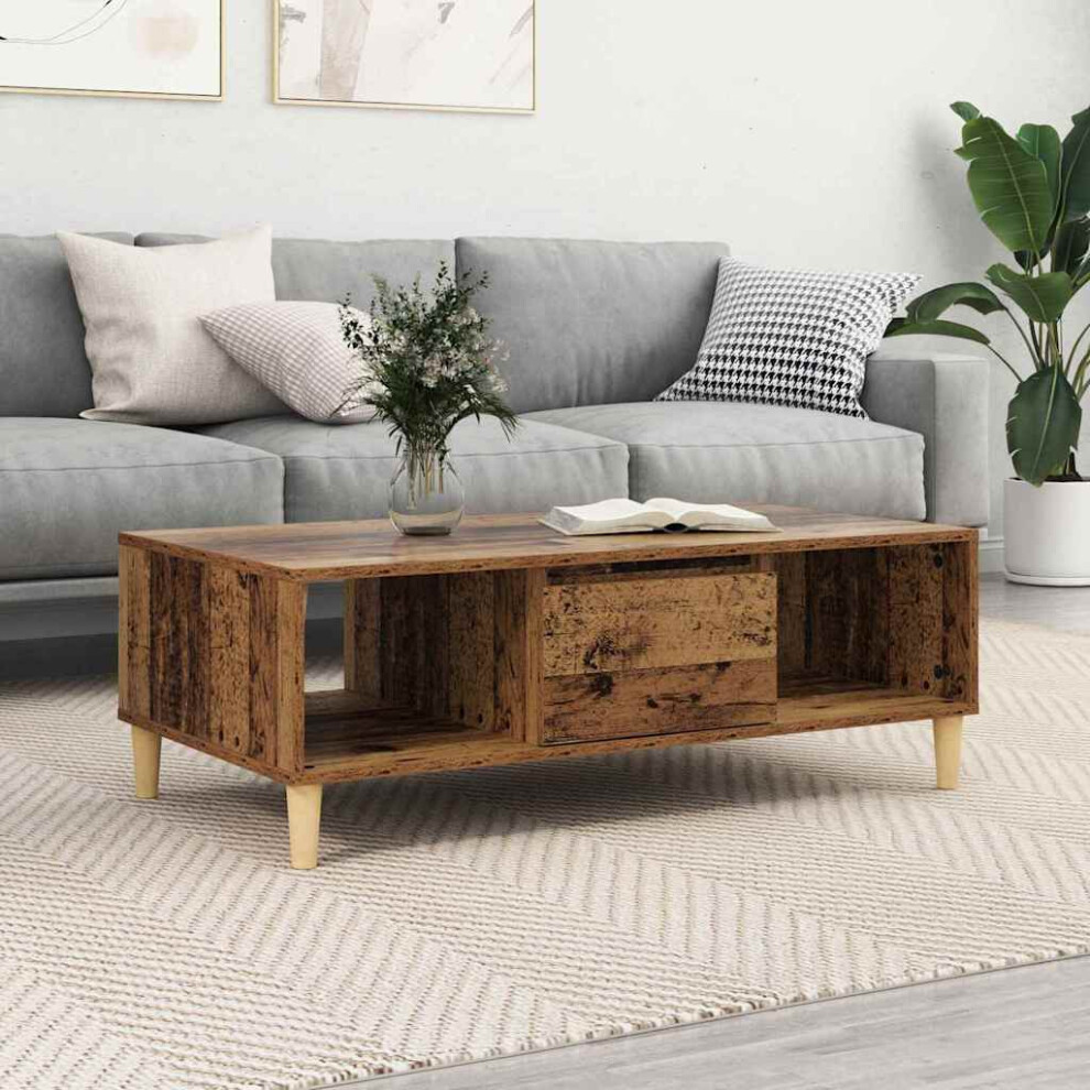 Vidaxl Coffee Table Old Wood 102 X 55 X 35 Cm Engineered Wood Brown