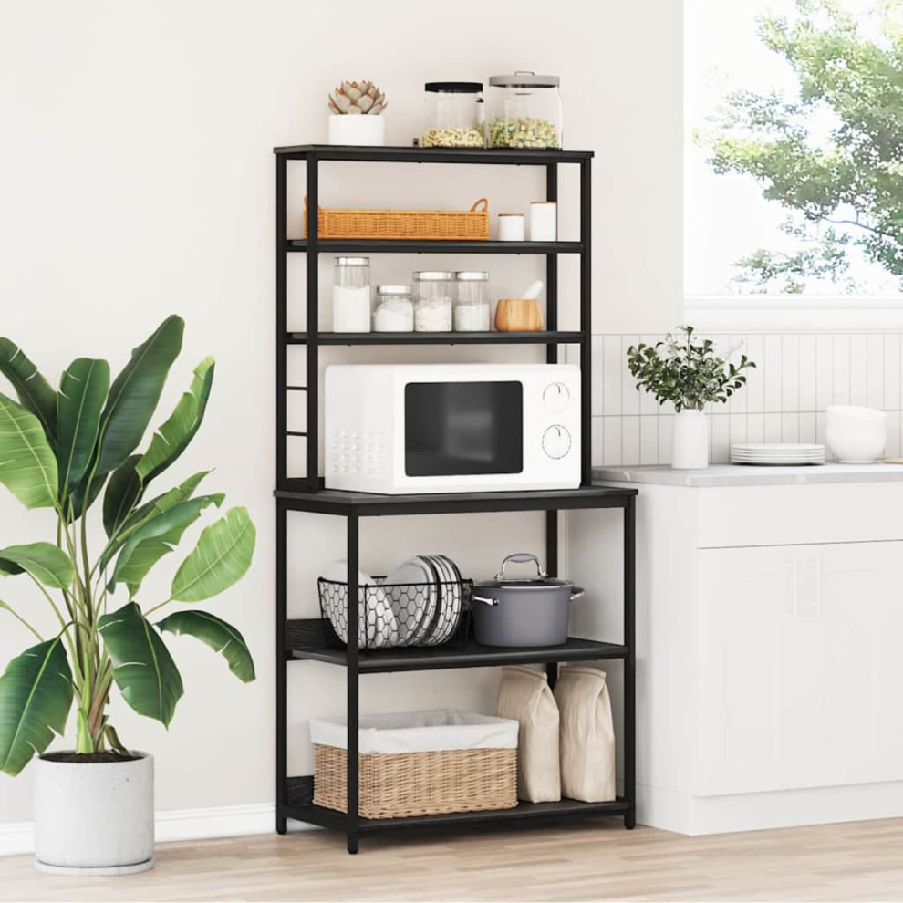 Vidaxl Kitchen Shelf Oak 80 X 40 X 168 Cm Engineered Wood Black