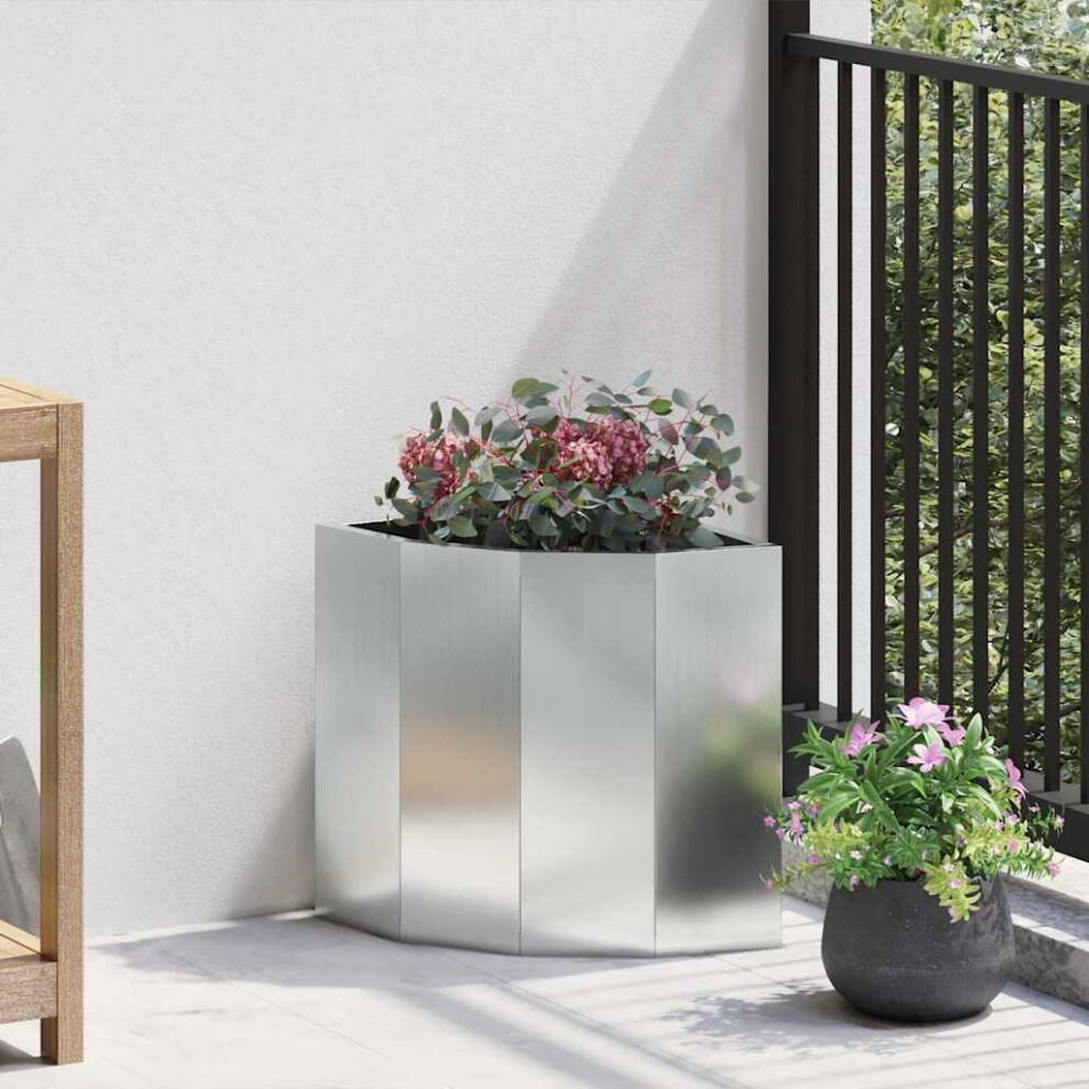 Vidaxl Corner Planter 30 X 30 X 35 Cm Galvanised Steel Silver