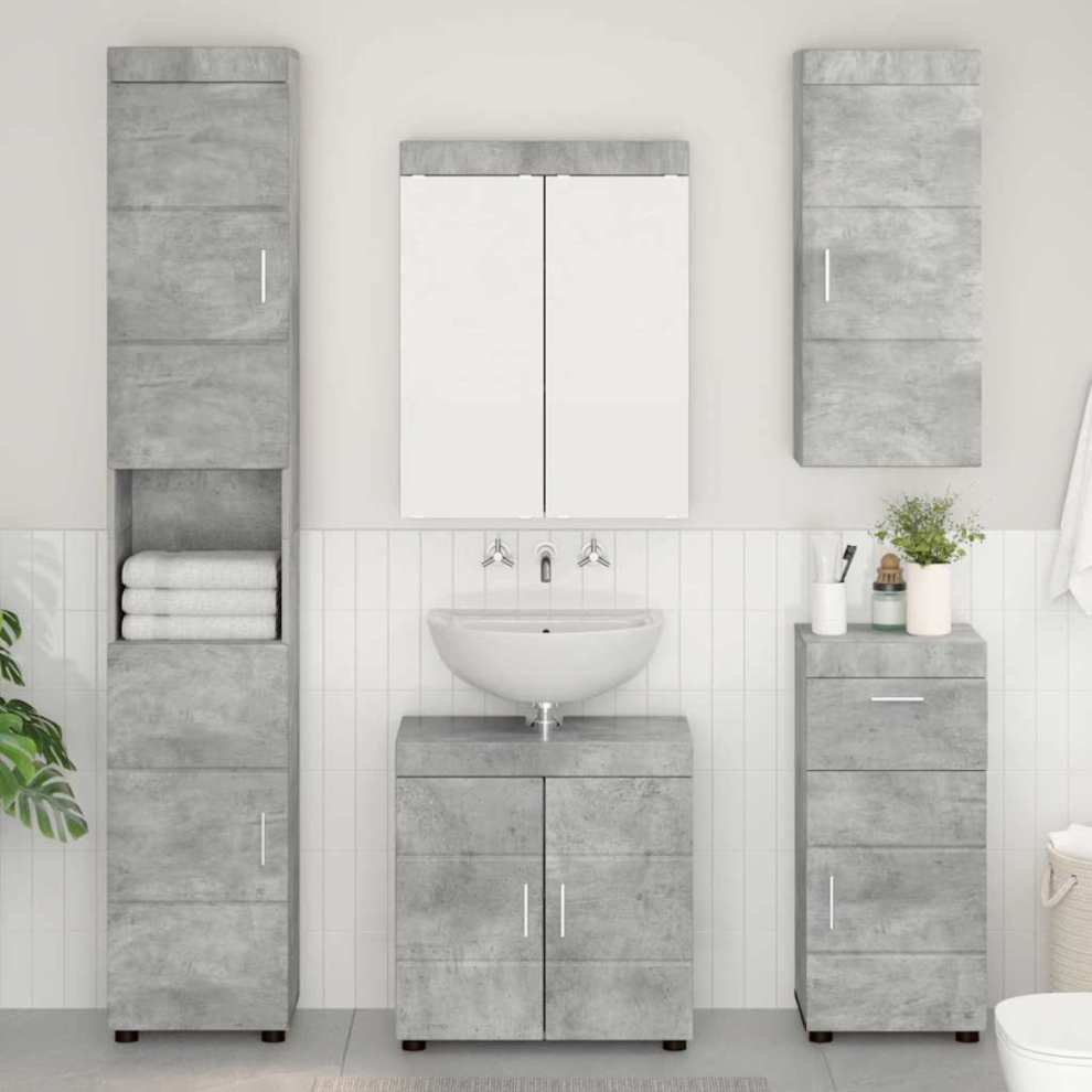 Vidaxl Bathroom Wall Cabinet Tulum Concrete Grey 37 X 24.5 X 86 Cm