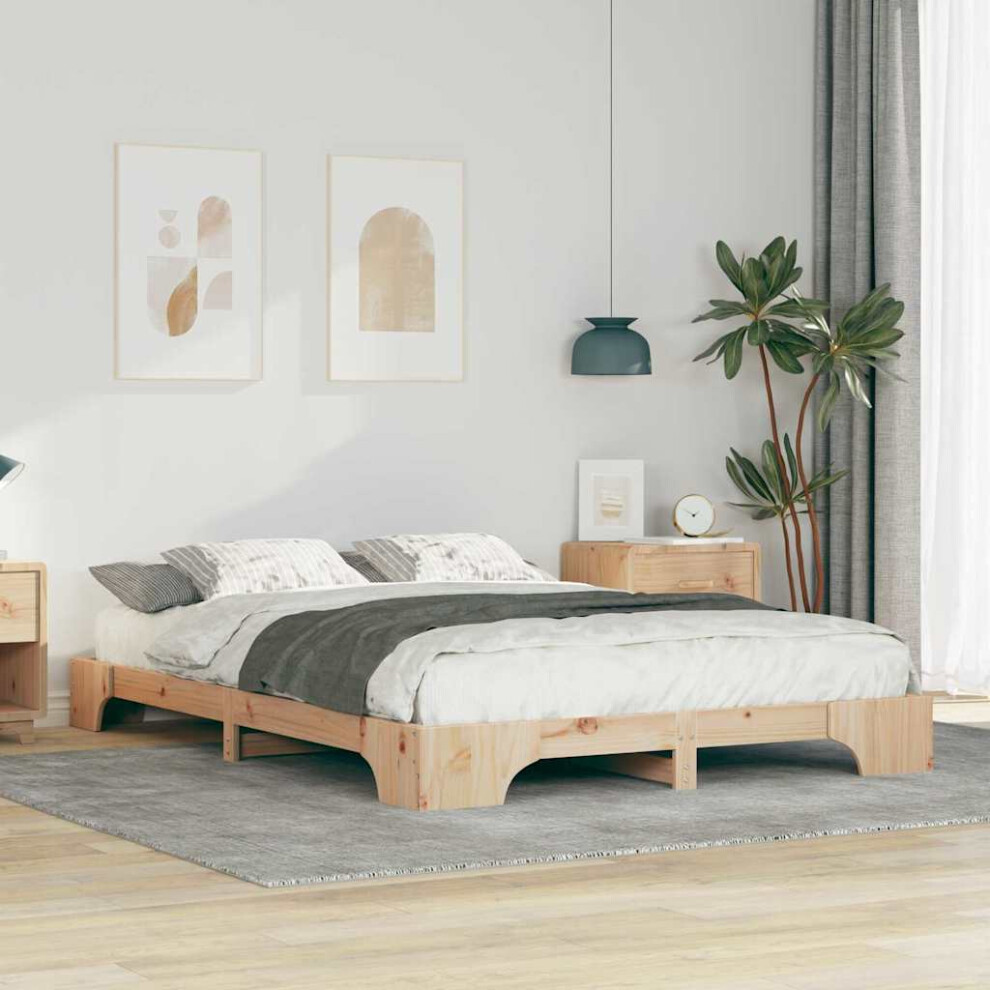 Vidaxl Bed Frame Brown 140 X 220 Cm Solid Pine Wood