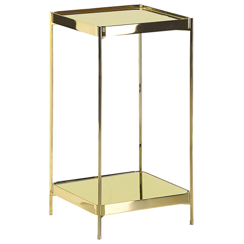 Beliani Side Table ALSEA Tempered Glass Gold