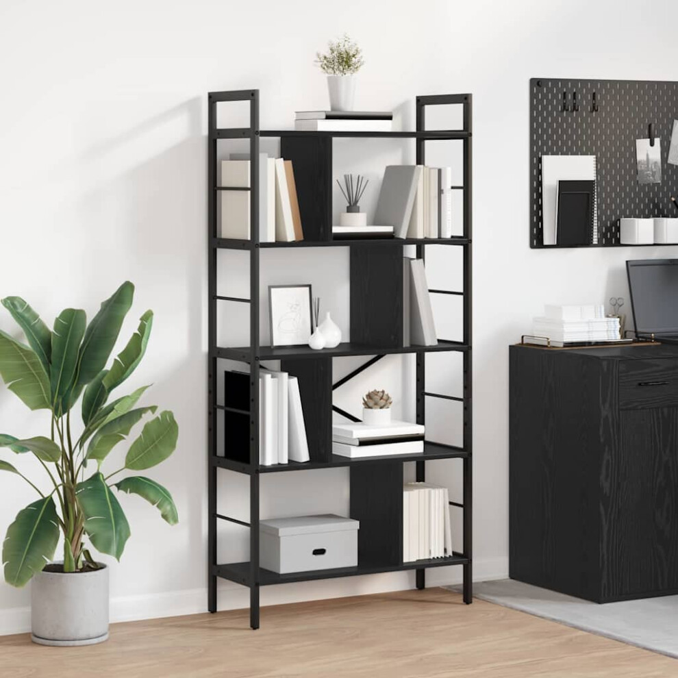 Vidaxl Bookshelf Oak 75 X 30 X 156 Cm Engineered Wood Black