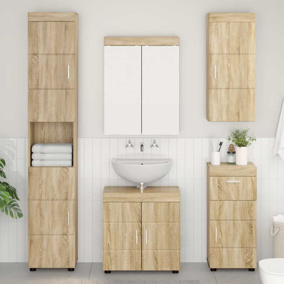 Vidaxl Bathroom Wall Cabinet Tulum Sonoma Oak 37 X 24.5 X 86 Cm