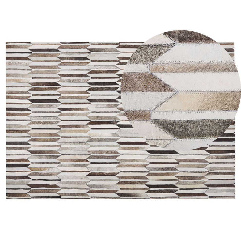 Beliani Rug Kulalar Beige 140 X 200 Cm Leather