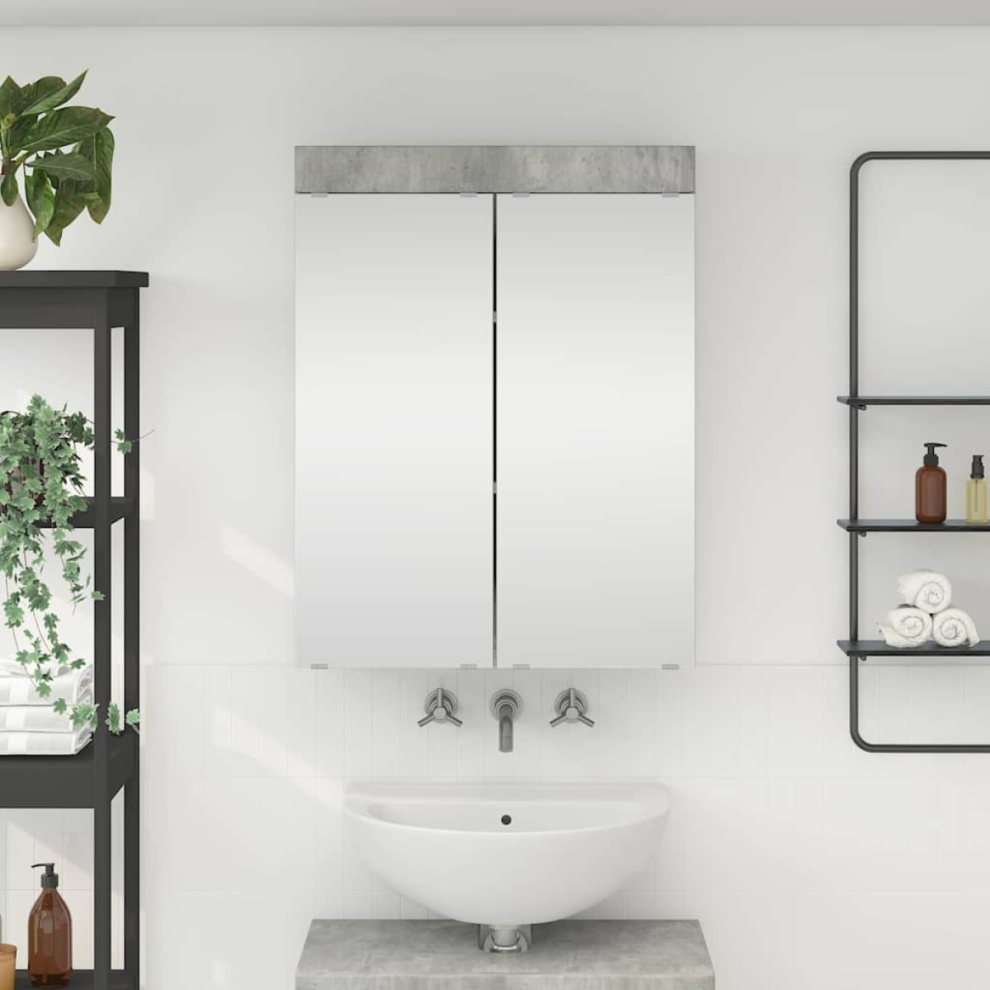 Vidaxl Bathroom Mirror Cabinet Tulum Concrete Grey 60 X 16.5 X 78 Cm