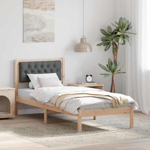 VidaXL vidaXL Bed Frame with Headboard Dark Grey 90 x 190 cm Solid Pine Wood