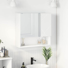 vidaXL Mirror Cabinet with Door White 59 x 17 x 55 cm Engineered Wood