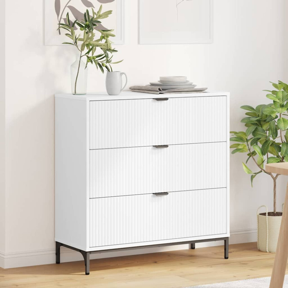 Vidaxl Sideboard With Drawer White 79.5 X 33 X 82 Cm Engineered Wood