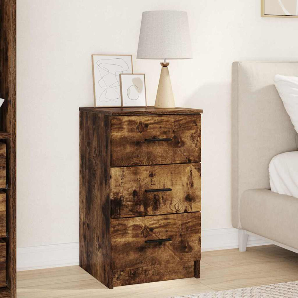 Vidaxl Bedside Cabinet Smoked Oak 38 X 38 X 66 Cm Engineered Wood