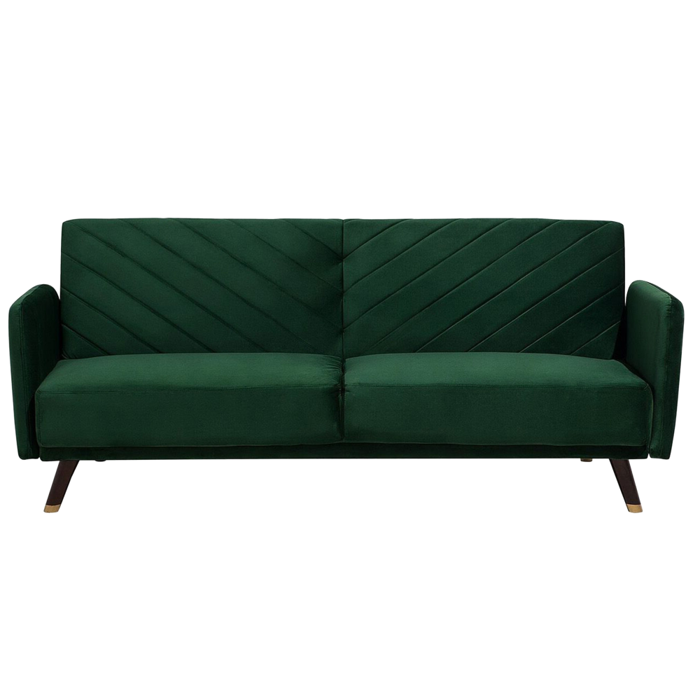Beliani Sofa Bed 3 Seater Senja Velvet Emerald Green