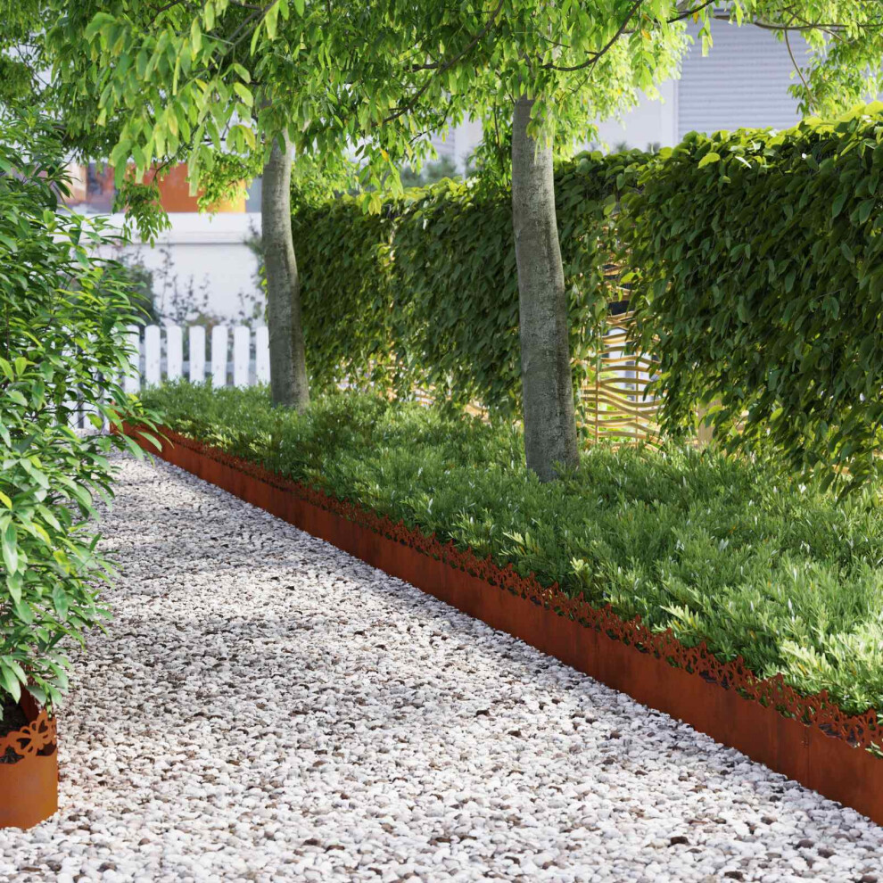 Vidaxl Lawn Edgings 10 Pcs Rusty 103 X 0.05 X 22 Cm Weathering Steel